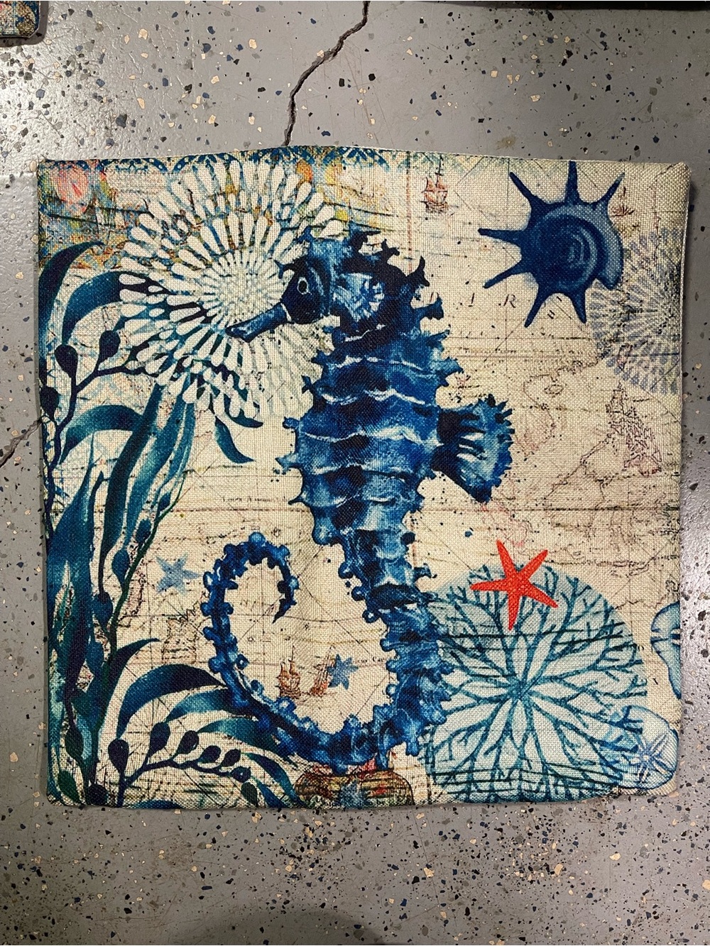 5 Throw Pillow (Covers) Coastal Ocean Octopus Seahorse Crab Whale Turtle 17x17 - Picture 2 of 6